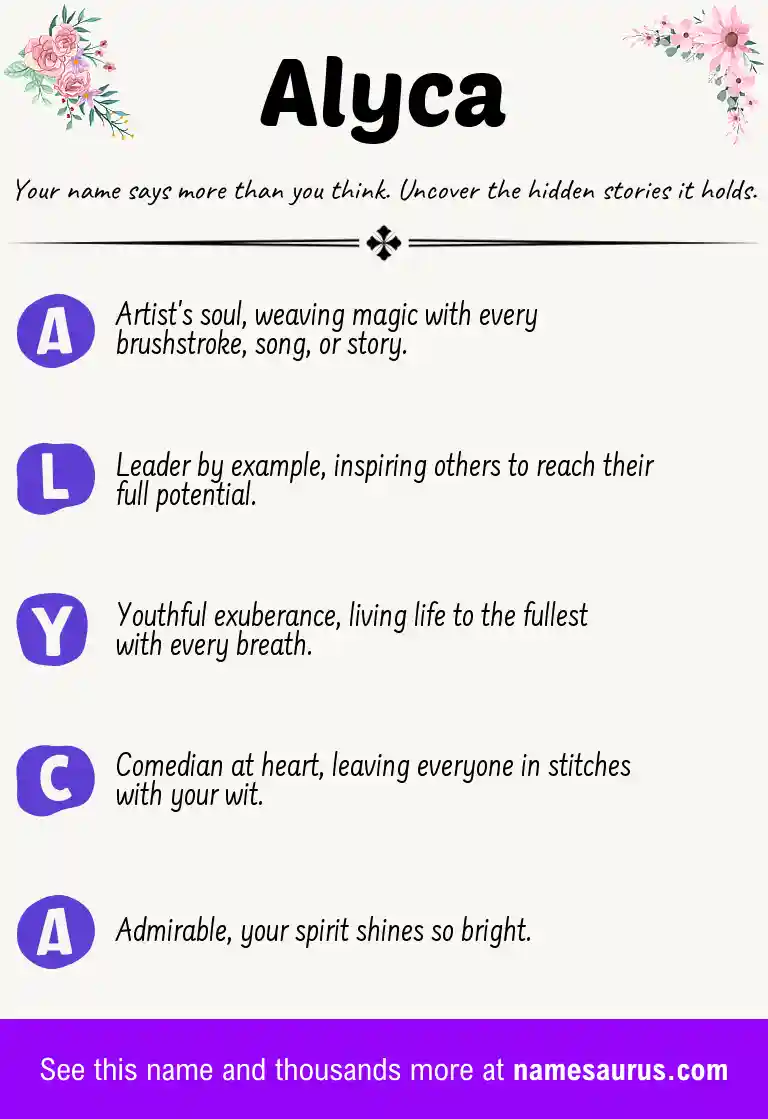 Acrostic poem about Alyca.