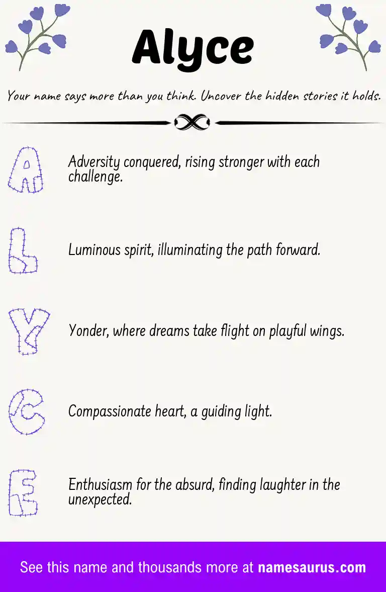 Acrostic poem about Alyce.
