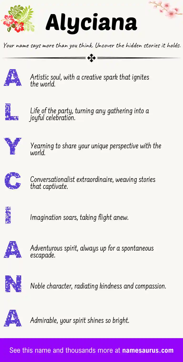 Acrostic poem about Alyciana.