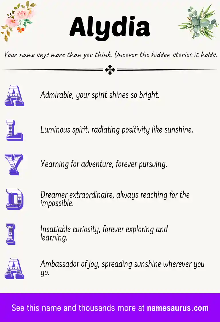 Acrostic poem about Alydia.