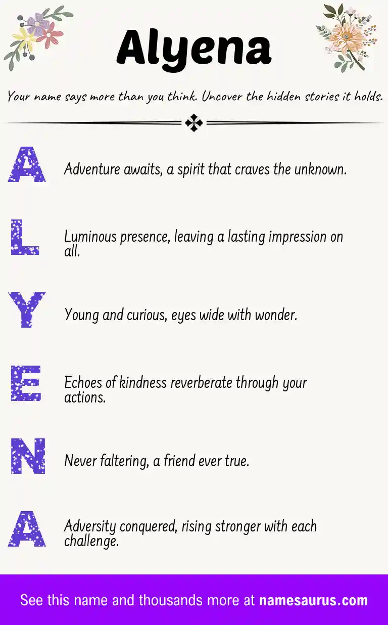 Acrostic poem about Alyena.