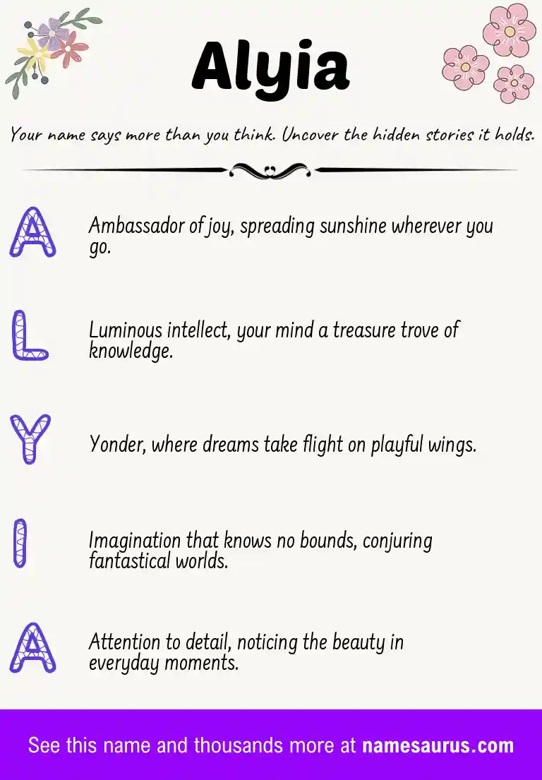 Acrostic poem about Alyia.