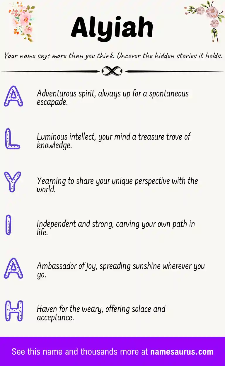 Acrostic poem about Alyiah.