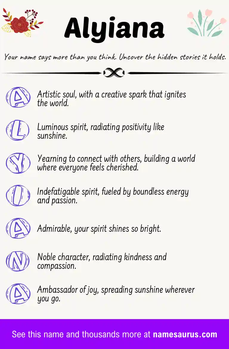 Acrostic poem about Alyiana.