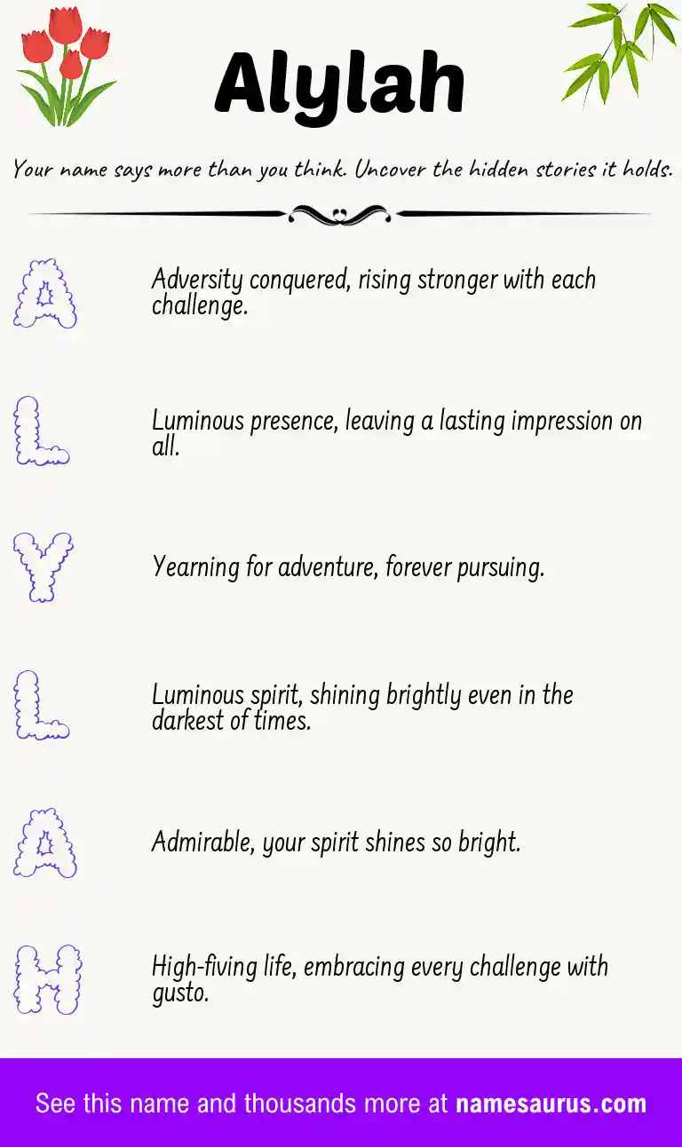 Acrostic poem about Alylah.