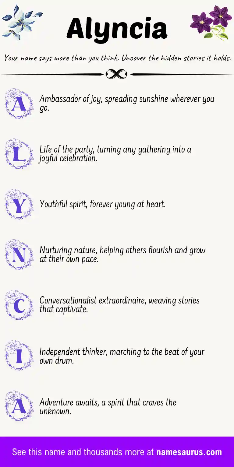 Acrostic poem about Alyncia.