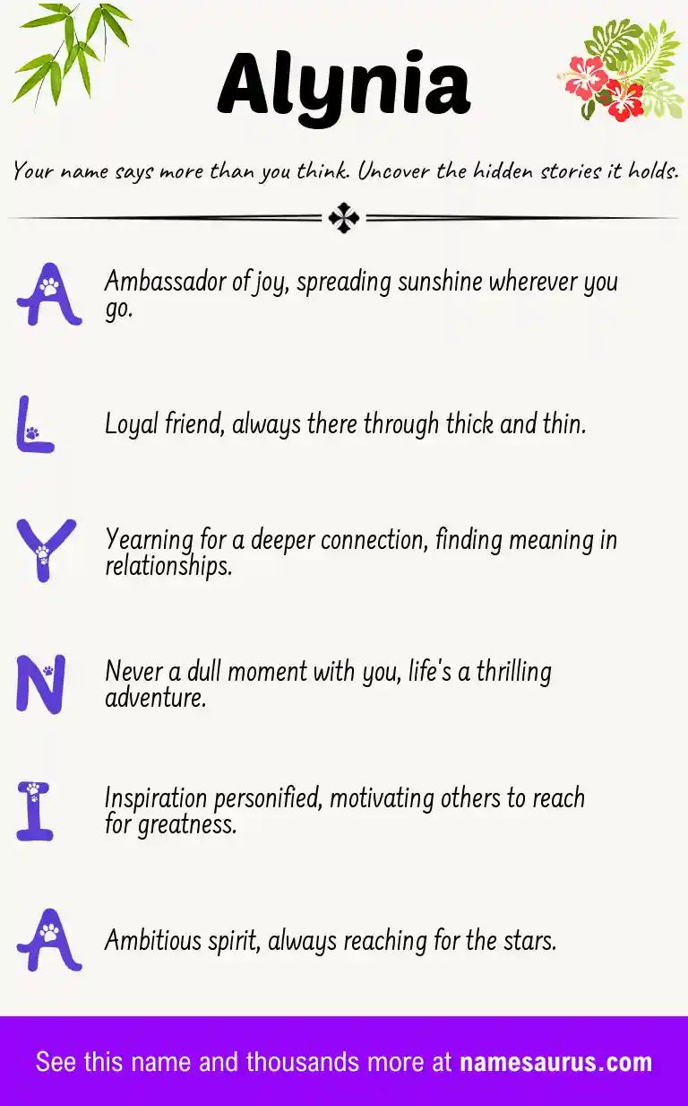 Acrostic poem about Alynia.