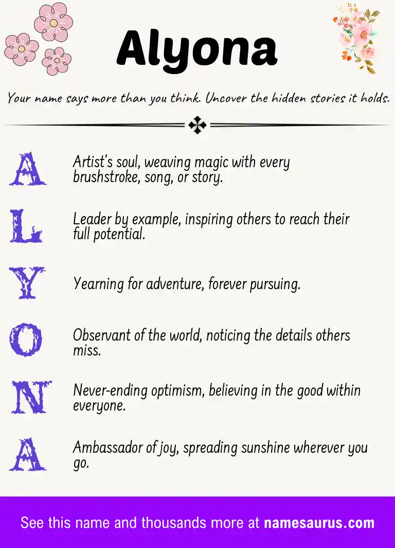 Acrostic poem about Alyona.