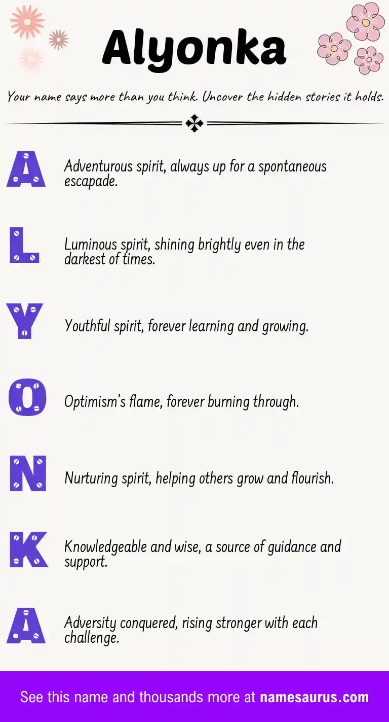 Acrostic poem about Alyonka.