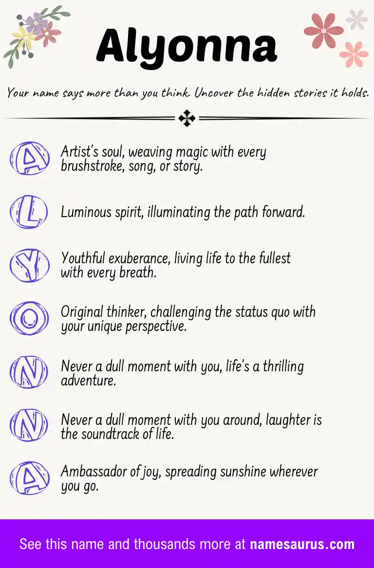 Acrostic poem about Alyonna.