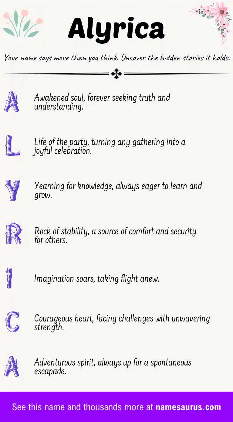 Acrostic poem about Alyrica.