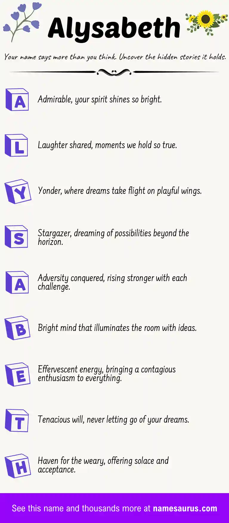 Acrostic poem about Alysabeth.