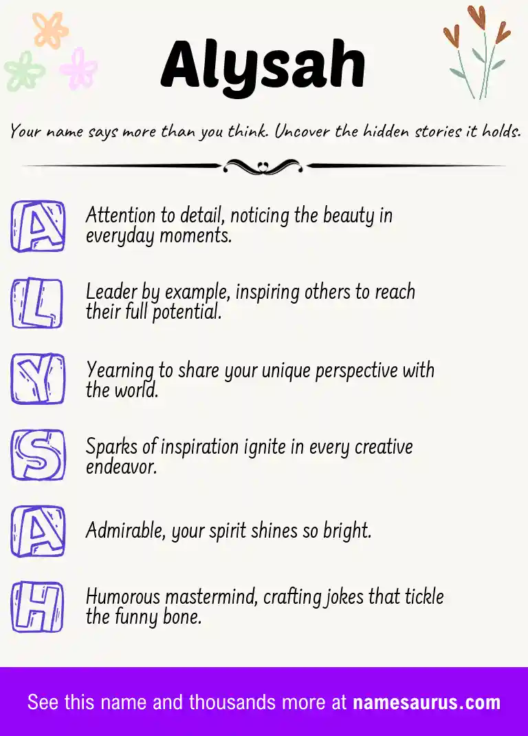 Acrostic poem about Alysah.