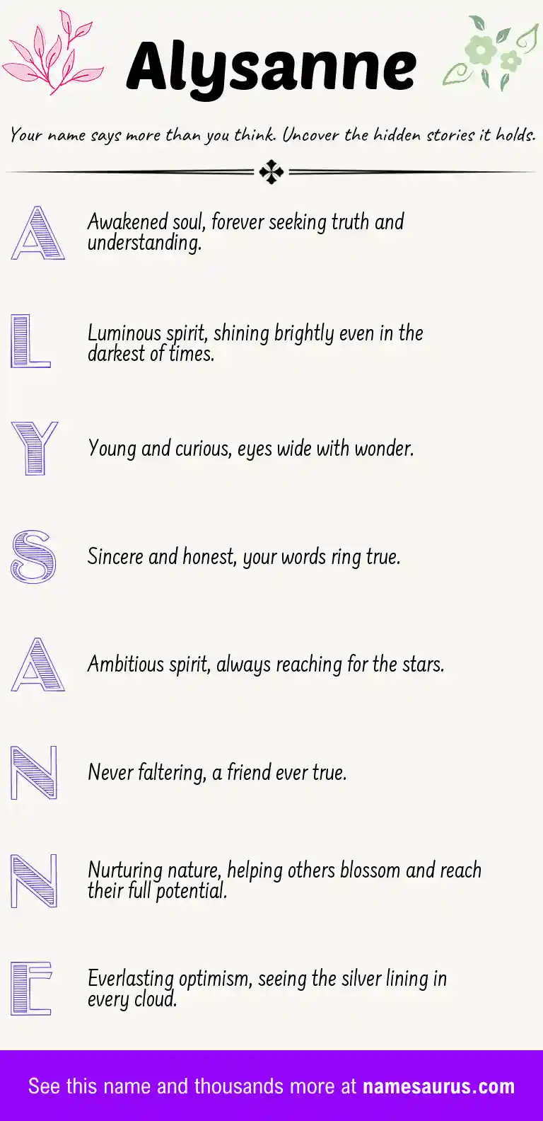 Acrostic poem about Alysanne.