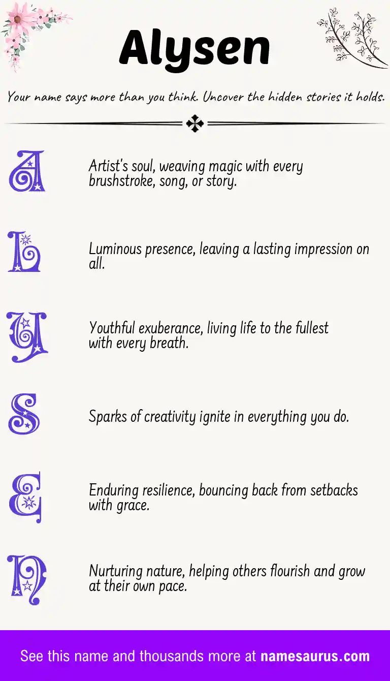 Acrostic poem about Alysen.