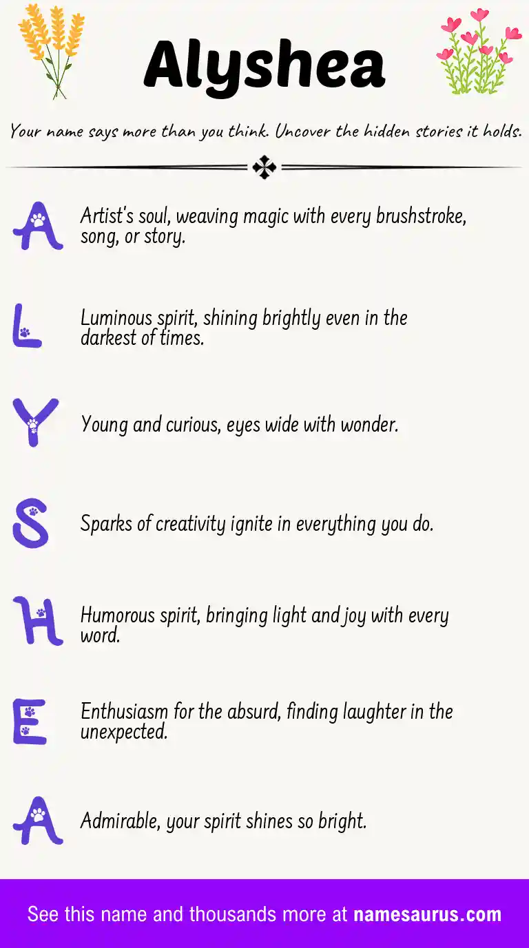Acrostic poem about Alyshea.