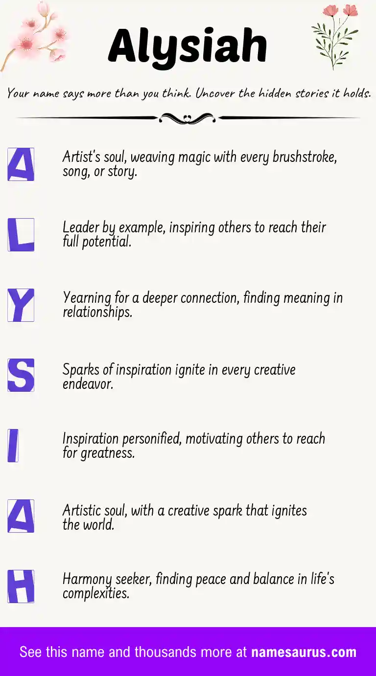 Acrostic poem about Alysiah.