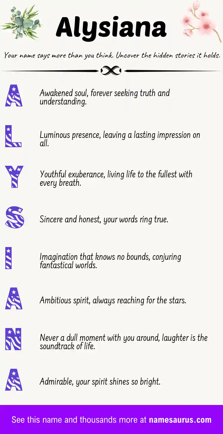 Acrostic poem about Alysiana.