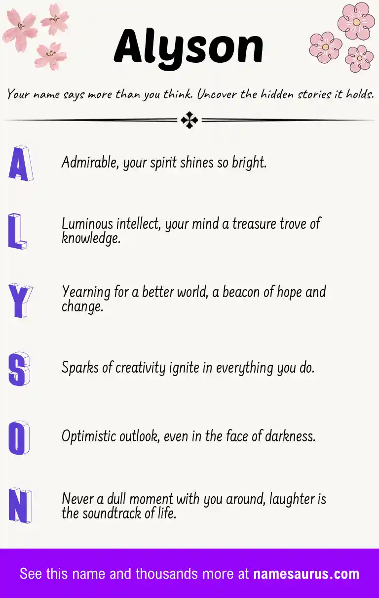 Acrostic poem about Alyson.