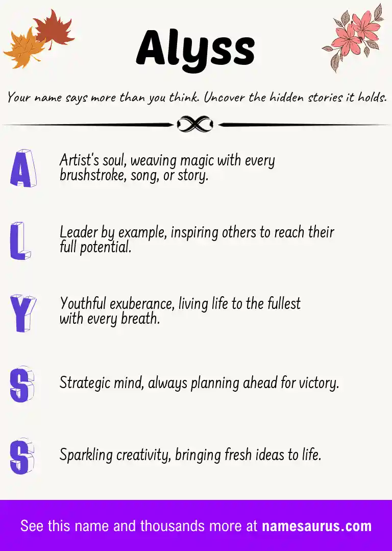 Acrostic poem about Alyss.