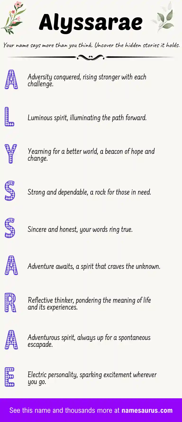 Acrostic poem about Alyssarae.