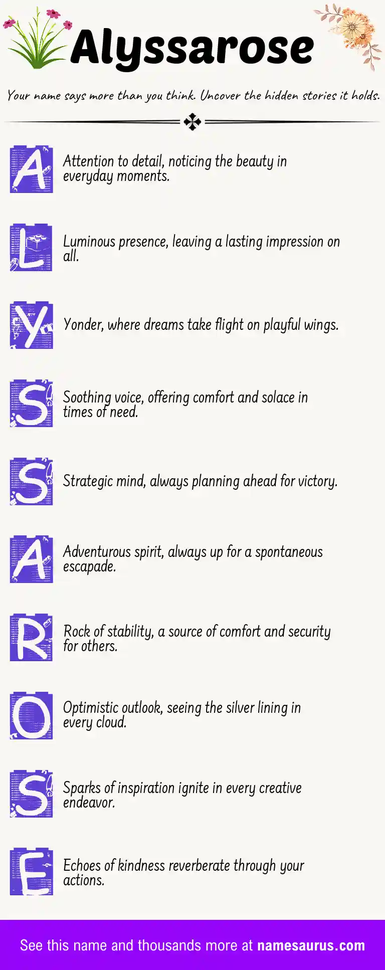 Acrostic poem about Alyssarose.