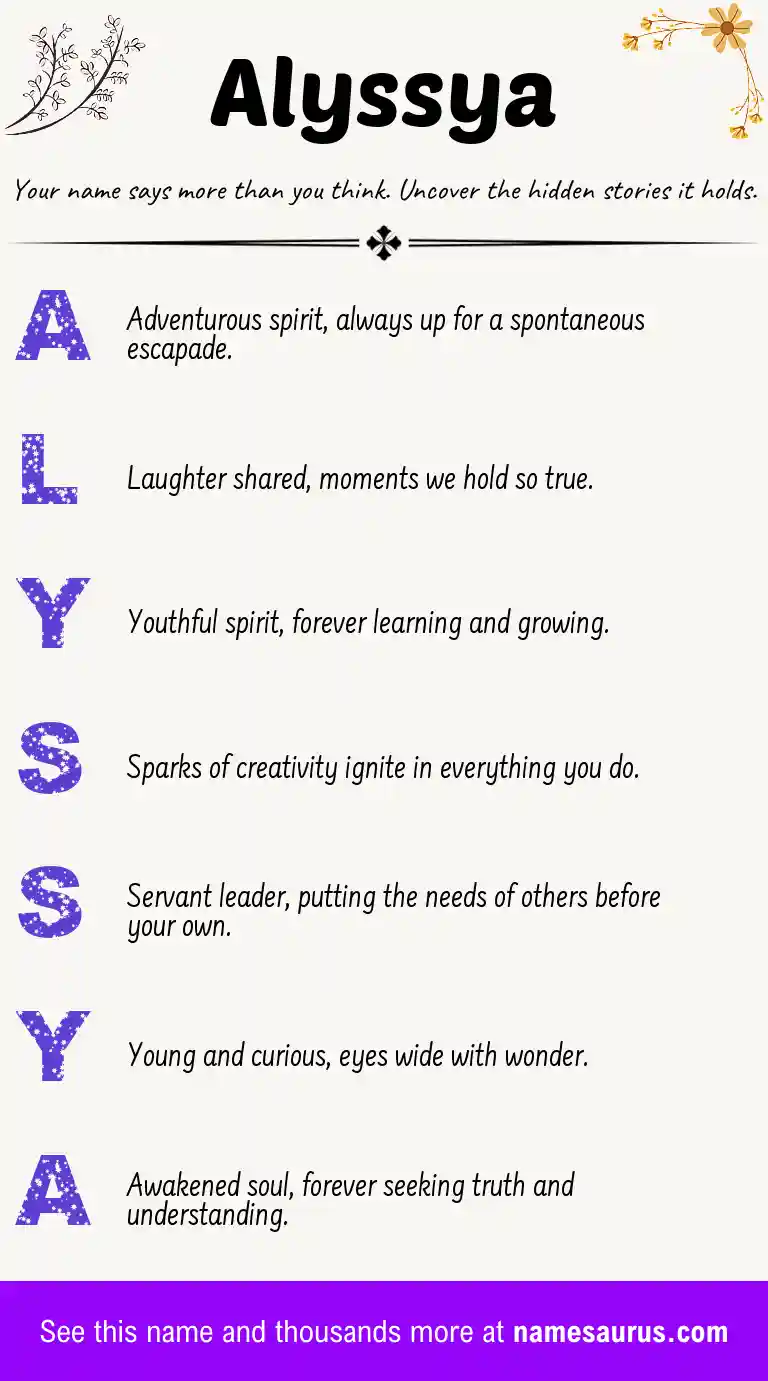 Acrostic poem about Alyssya.