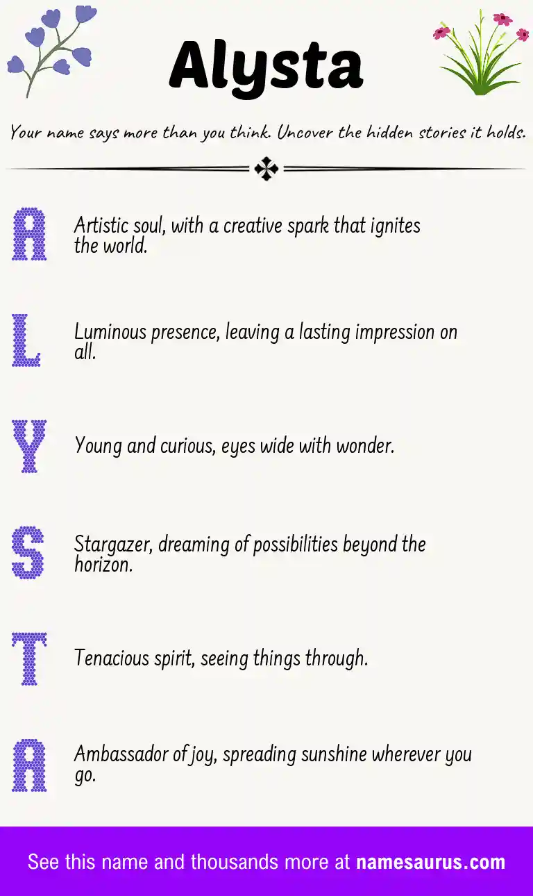 Acrostic poem about Alysta.