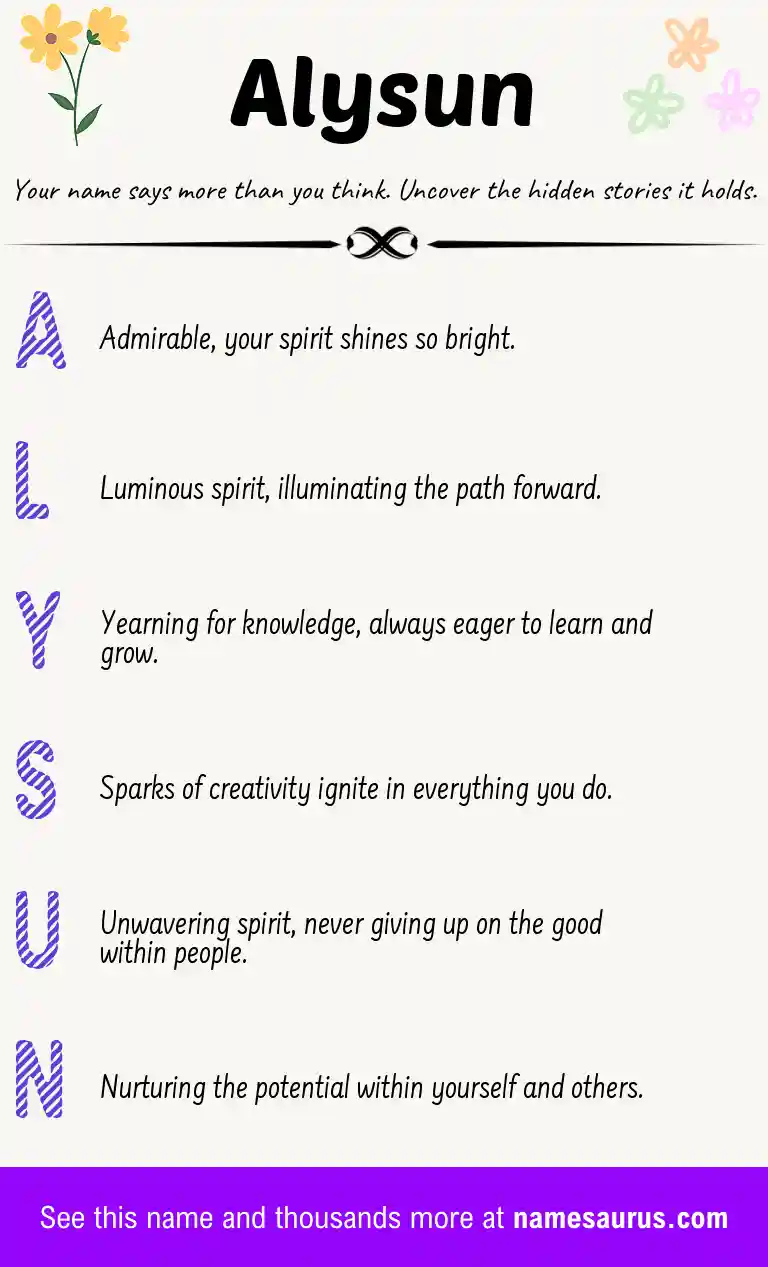 Acrostic poem about Alysun.
