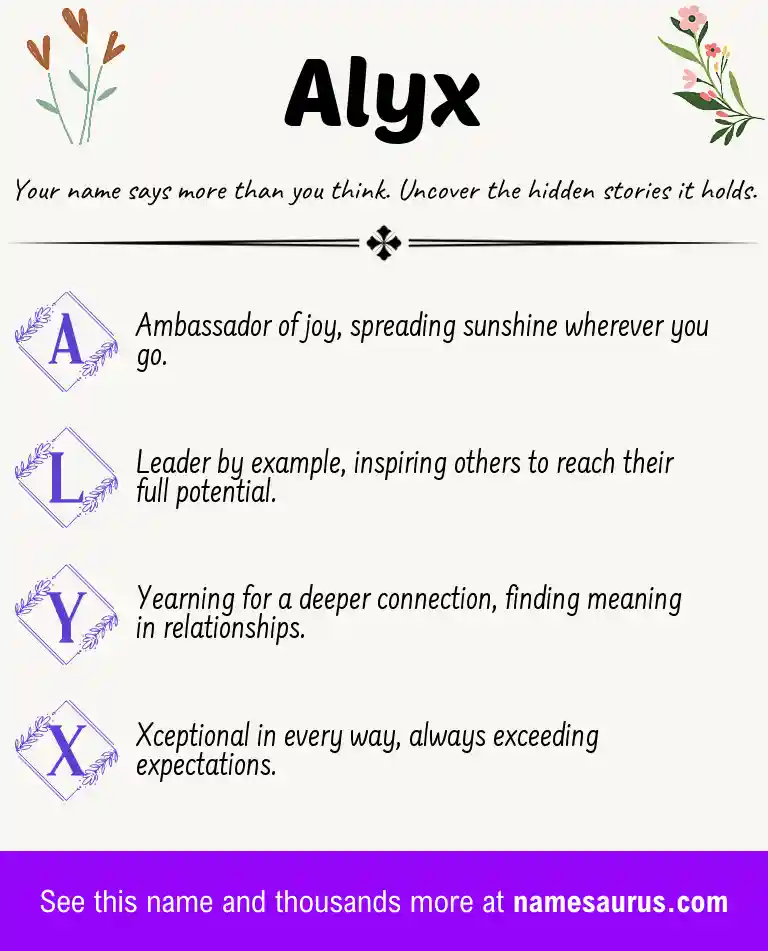 Acrostic poem about Alyx.