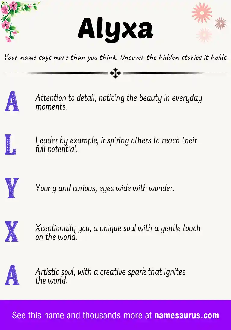 Acrostic poem about Alyxa.