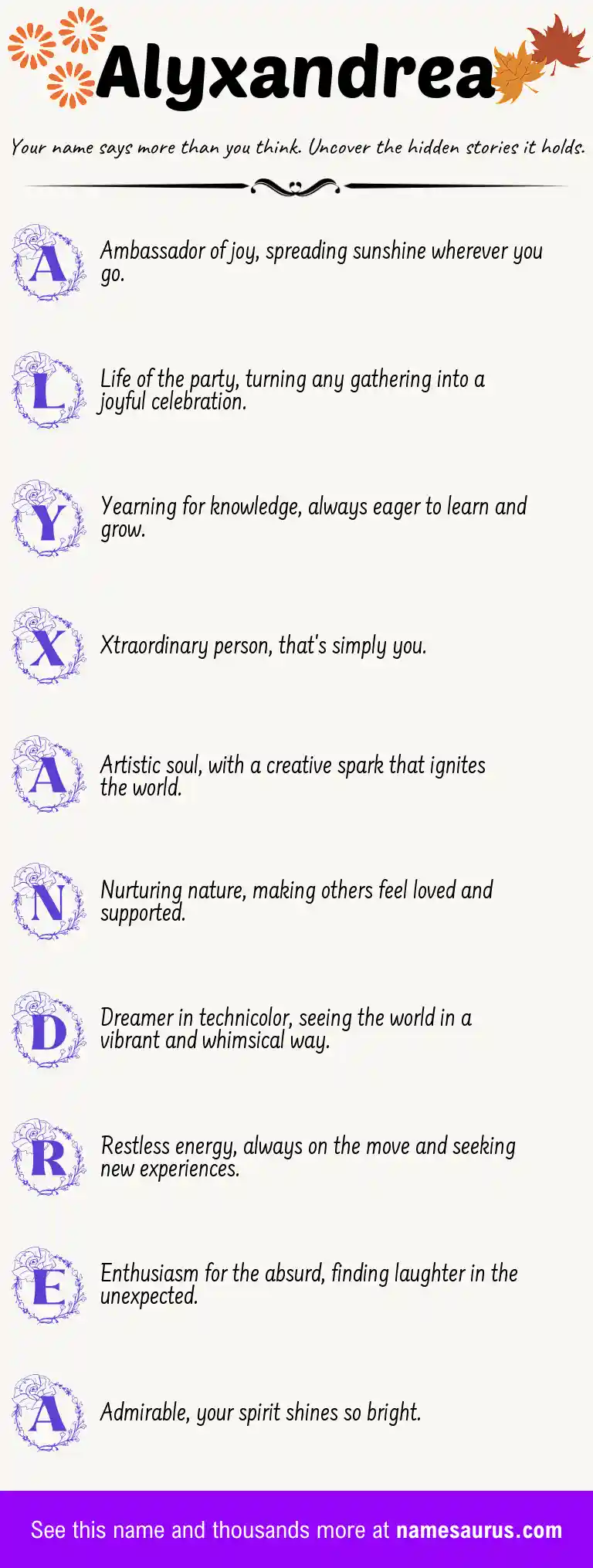 Acrostic poem about Alyxandrea.