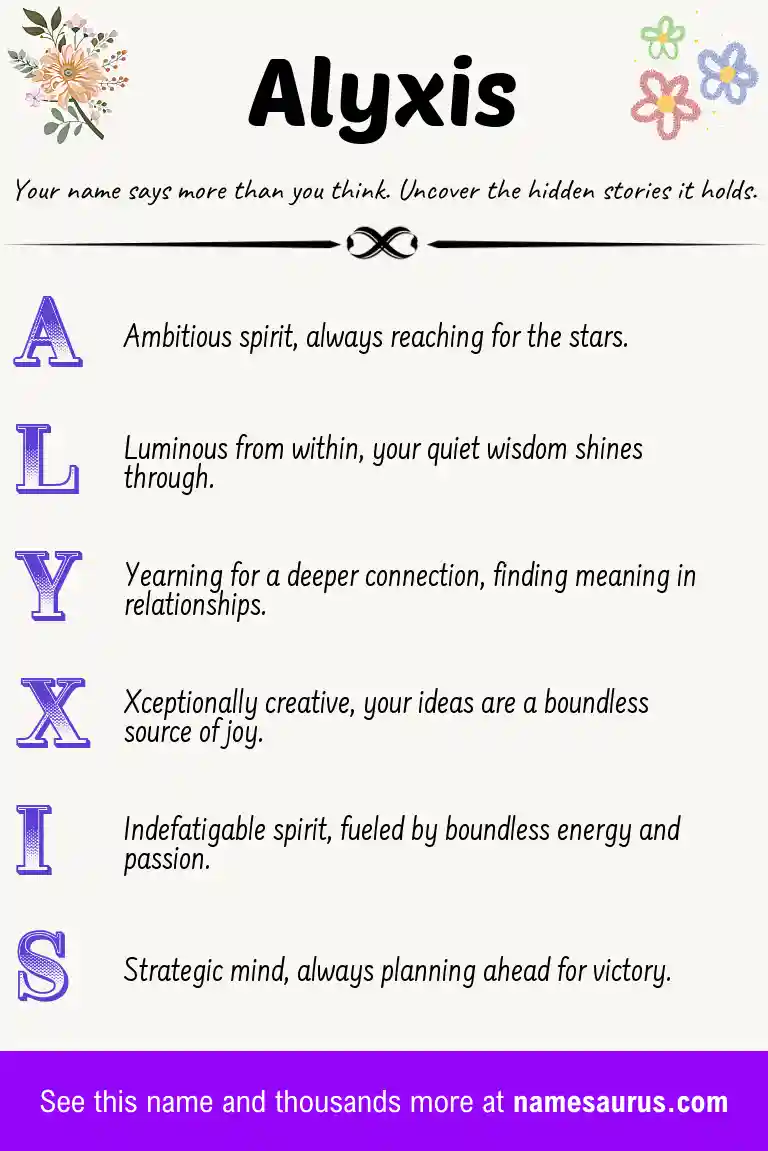 Acrostic poem about Alyxis.
