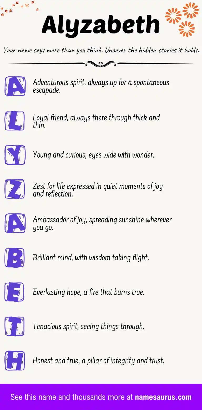 Acrostic poem about Alyzabeth.