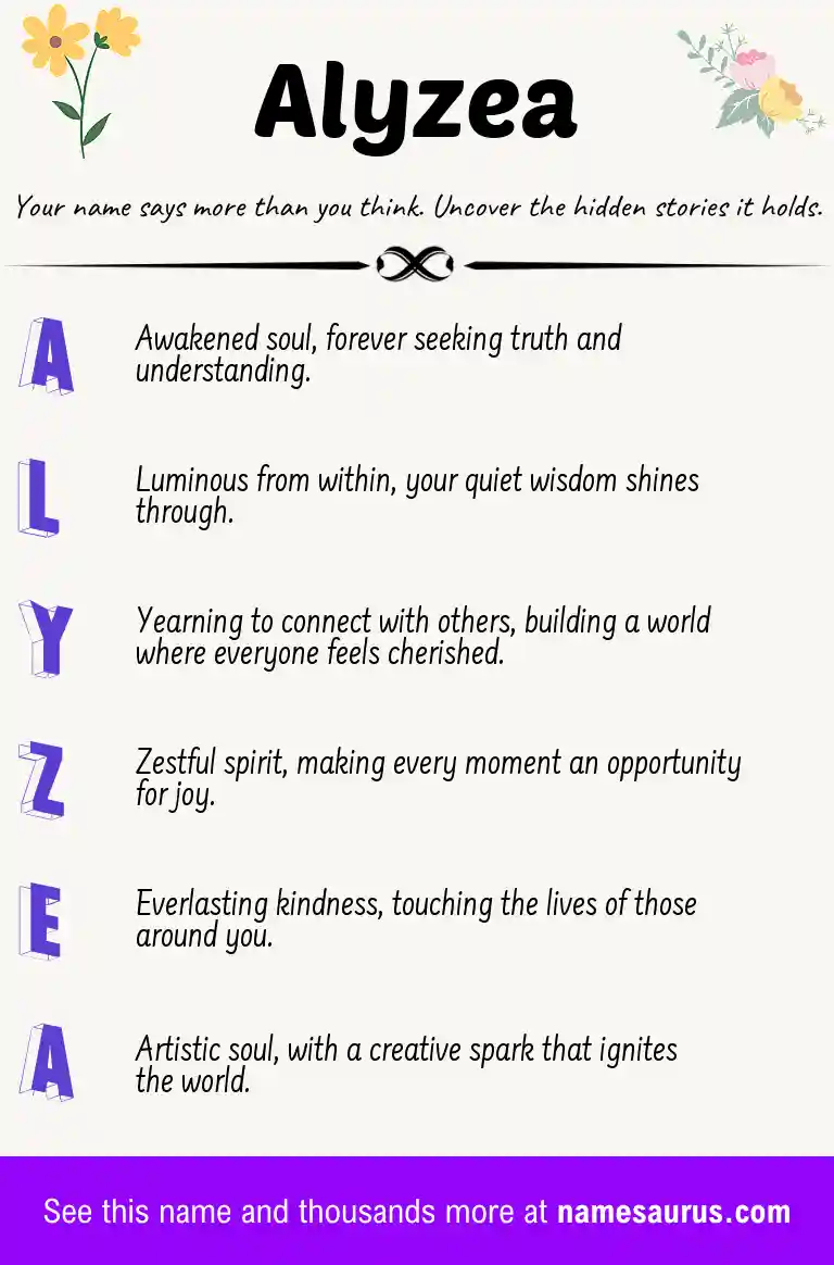 Acrostic poem about Alyzea.