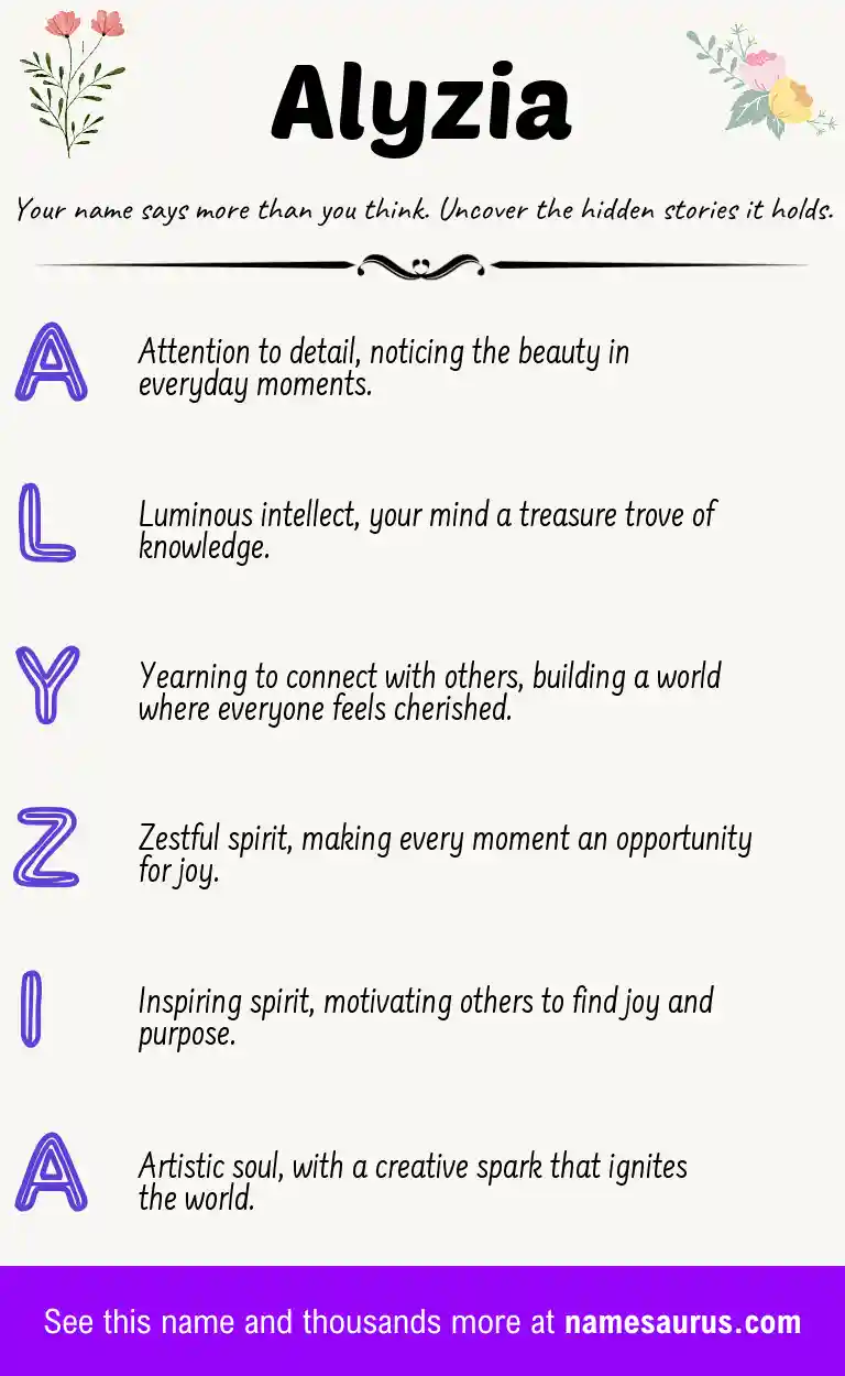Acrostic poem about Alyzia.