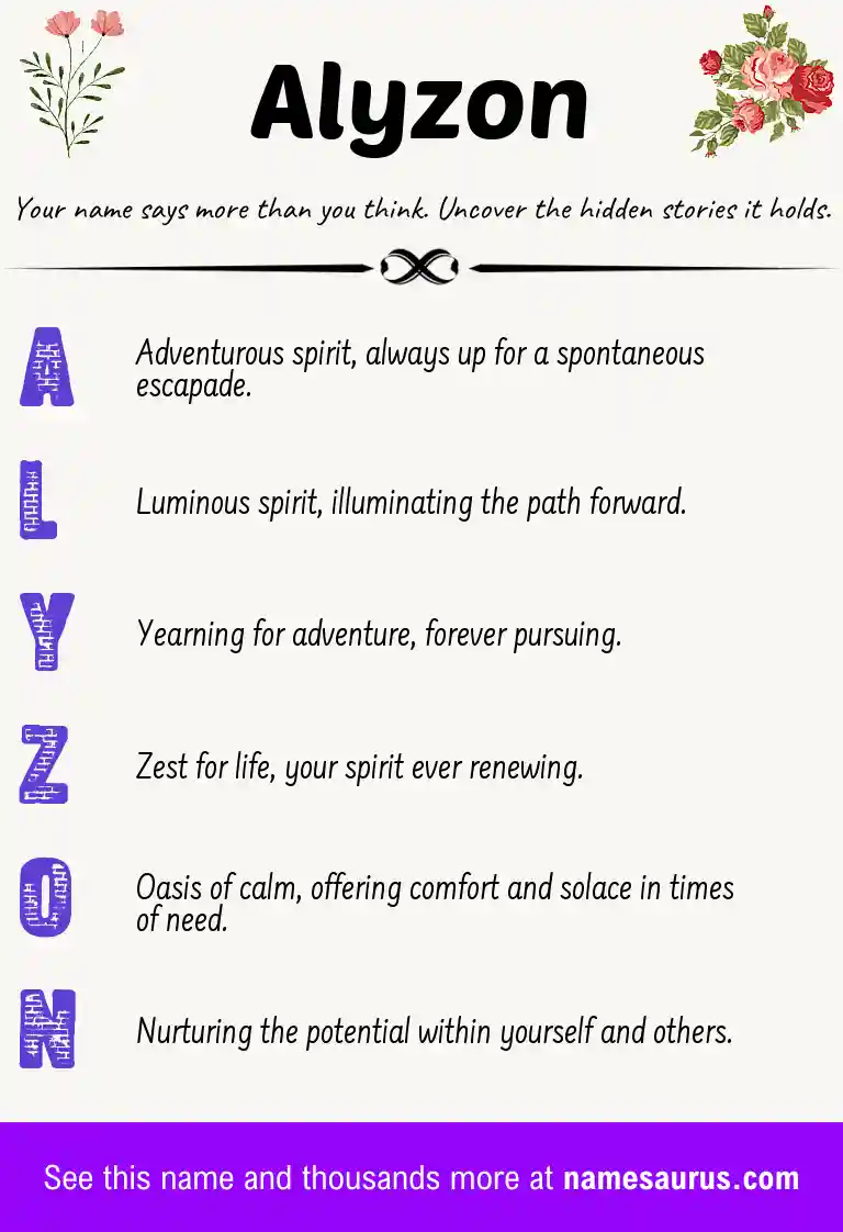 Acrostic poem about Alyzon.