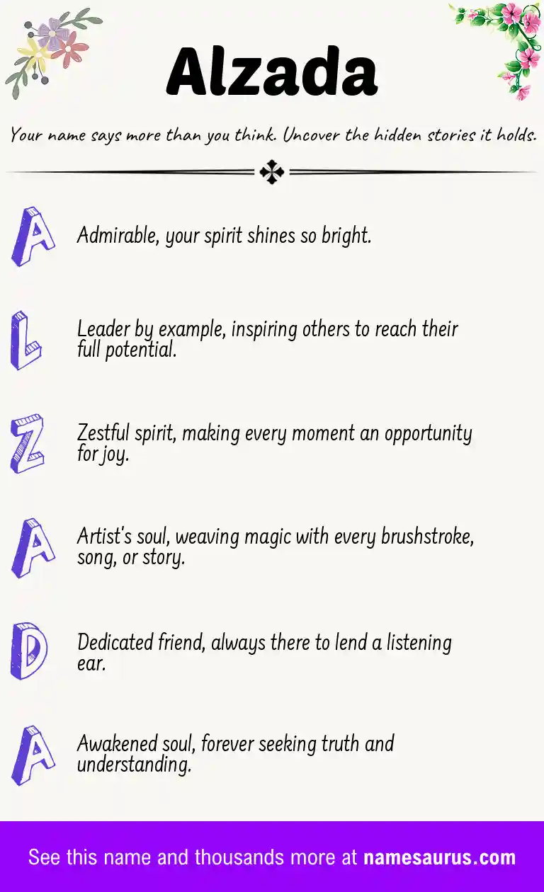 Acrostic poem about Alzada.