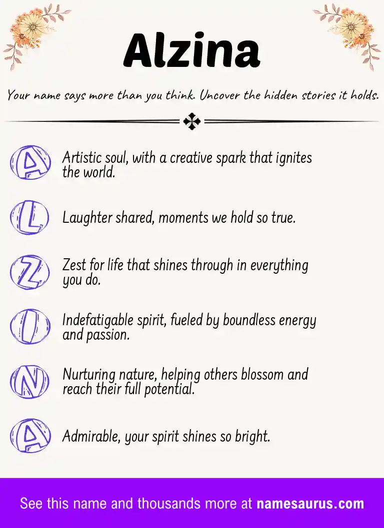 Acrostic poem about Alzina.
