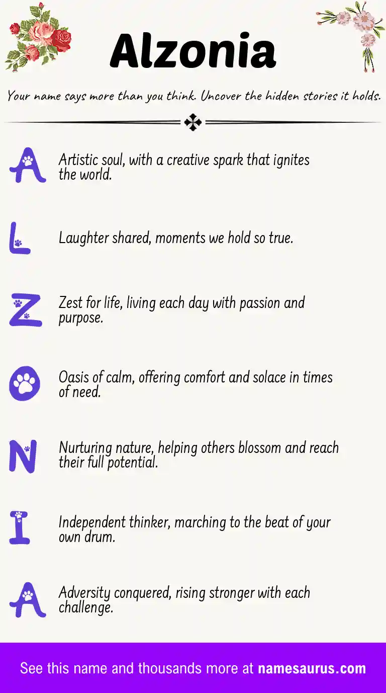 Acrostic poem about Alzonia.