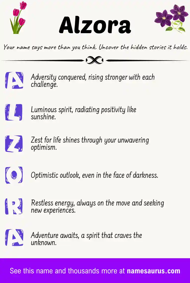Acrostic poem about Alzora.