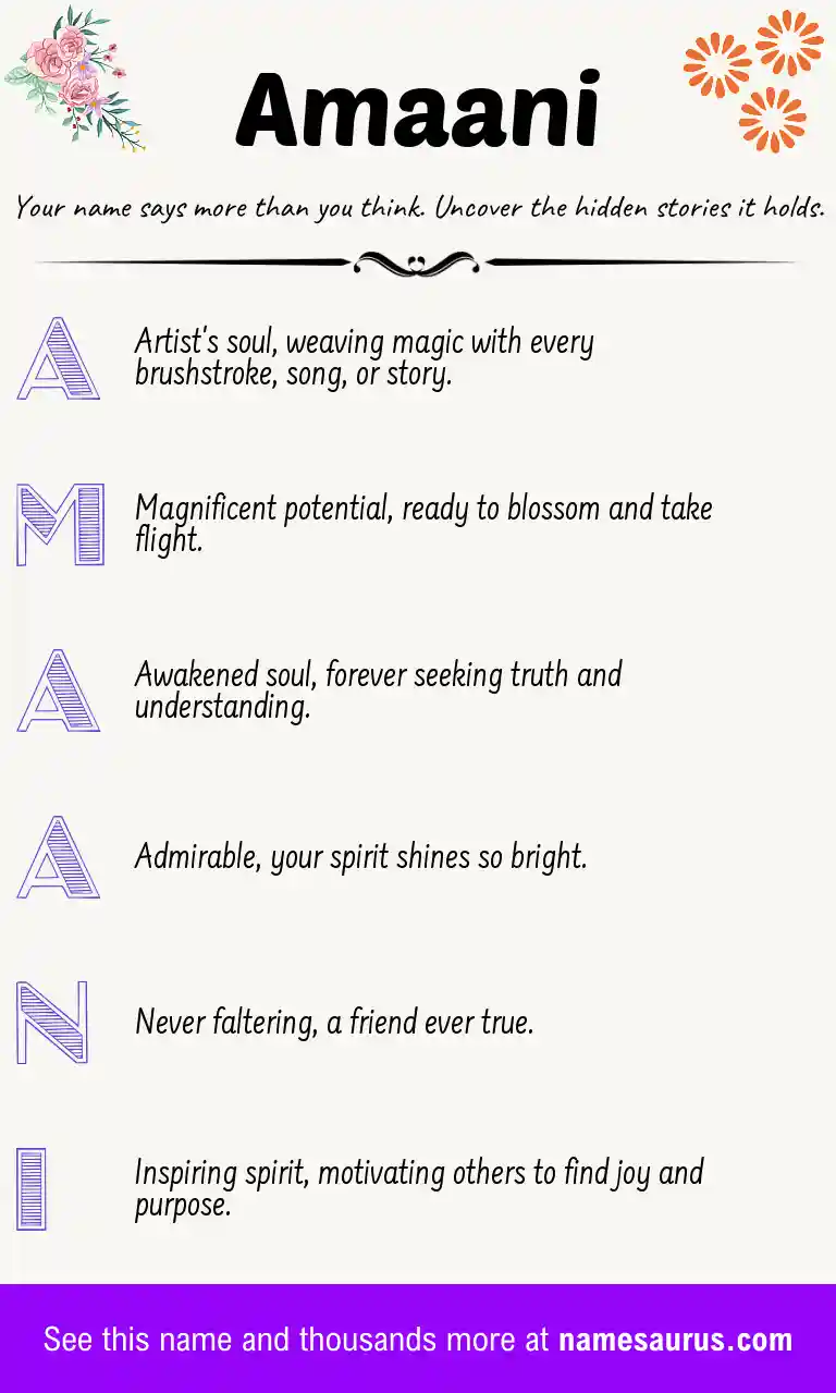 Acrostic poem about Amaani.