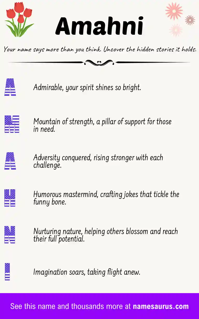 Acrostic poem about Amahni.
