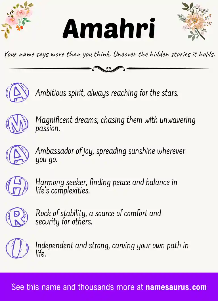 Acrostic poem about Amahri.
