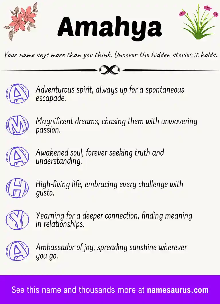 Acrostic poem about Amahya.