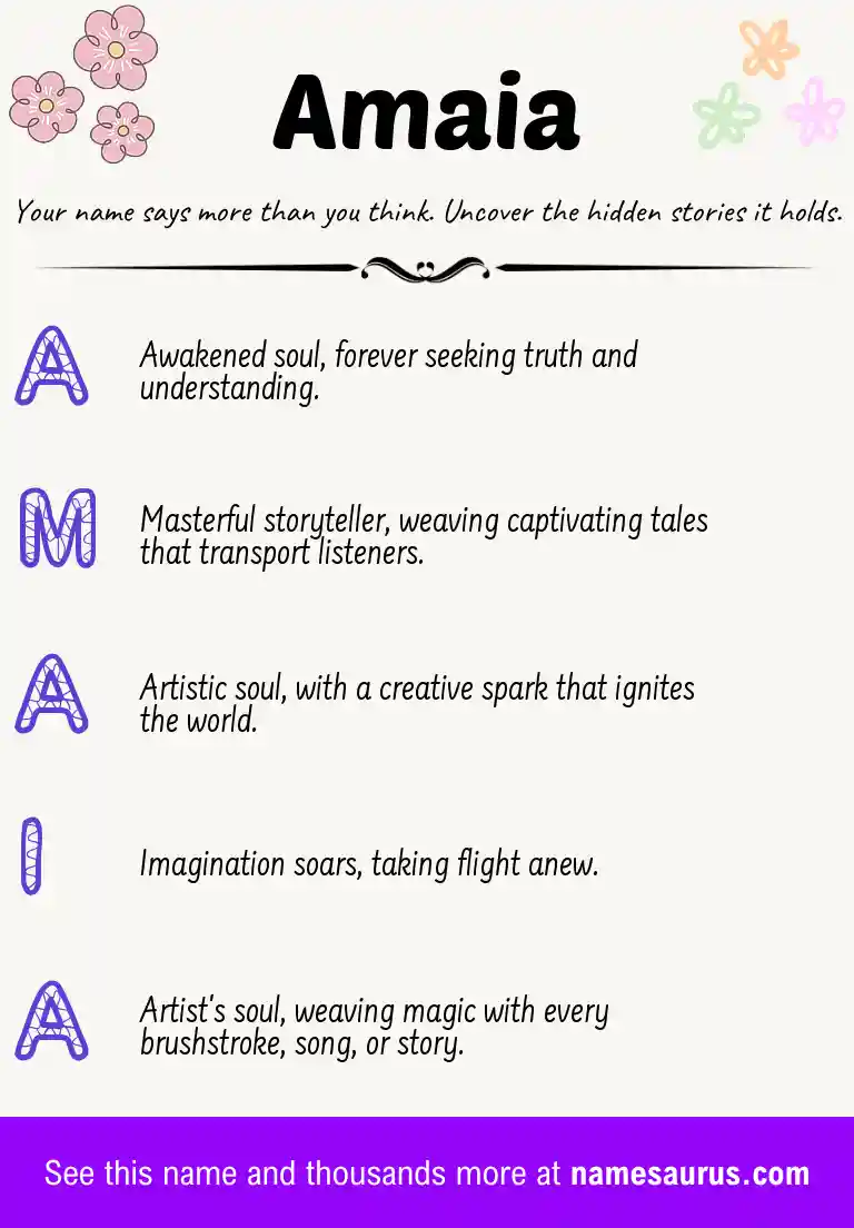 Acrostic poem about Amaia.