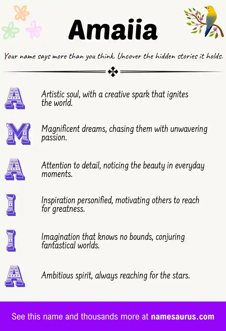Acrostic poem about Amaiia.