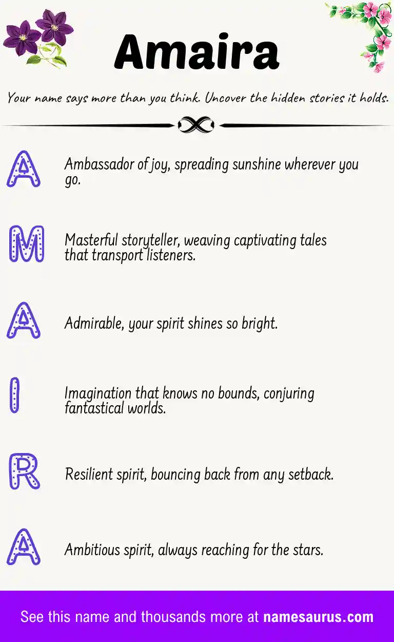 Acrostic poem about Amaira.