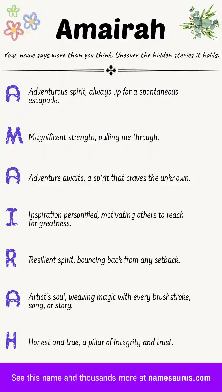 Acrostic poem about Amairah.