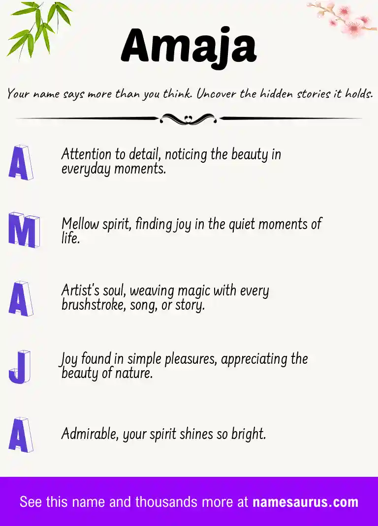 Acrostic poem about Amaja.